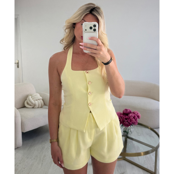 Ensemble short texturé jaune - DRESS DESIREE