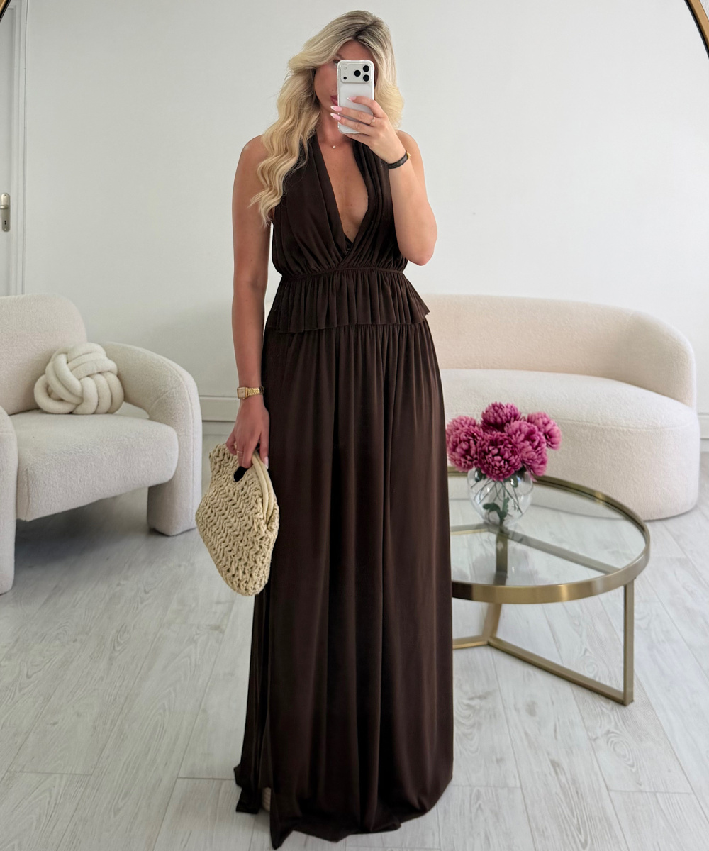 Brown long skirt set