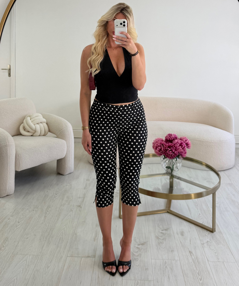 Black polka-dot capri trousers  - DRESS DESIREE
