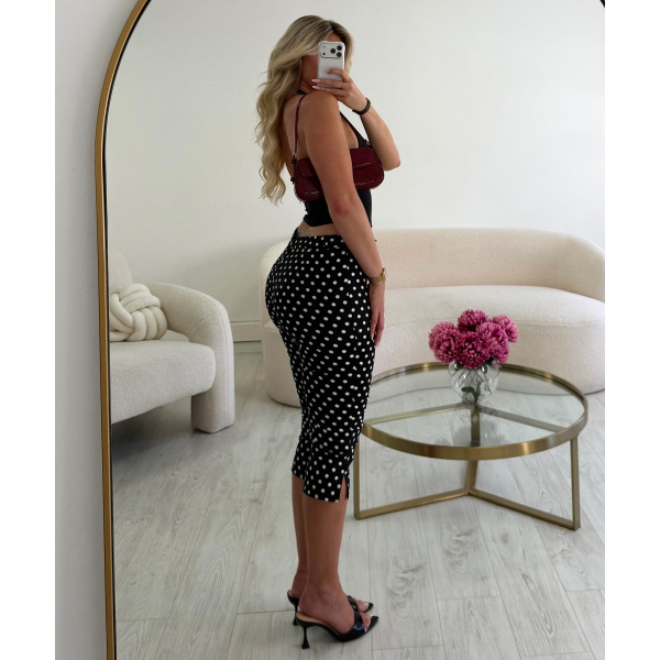 Black polka-dot capri trousers  - DRESS DESIREE