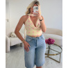 Top pois jaune / rose ras cou - DRESS DESIREE