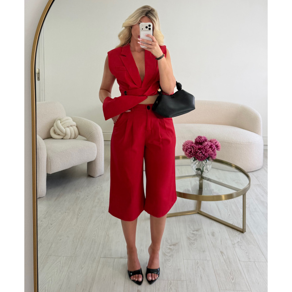 Bermuda droit fluide rouge - DRESS DESIREE