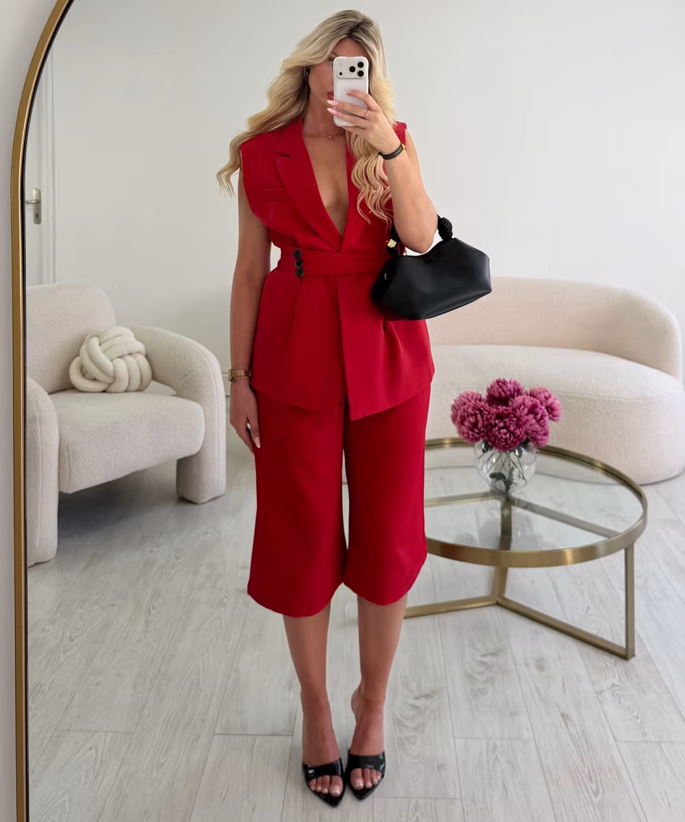 Bermuda droit fluide rouge - DRESS DESIREE