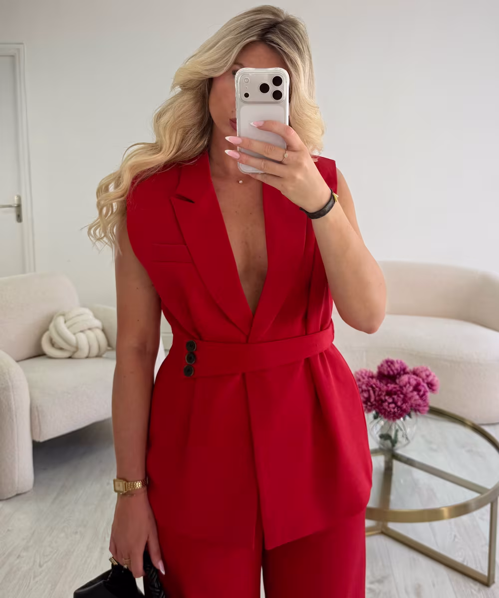 Blazer sans manches ajusté rouge - DRESS DESIREE