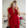 Fitted red sleeveless blazer