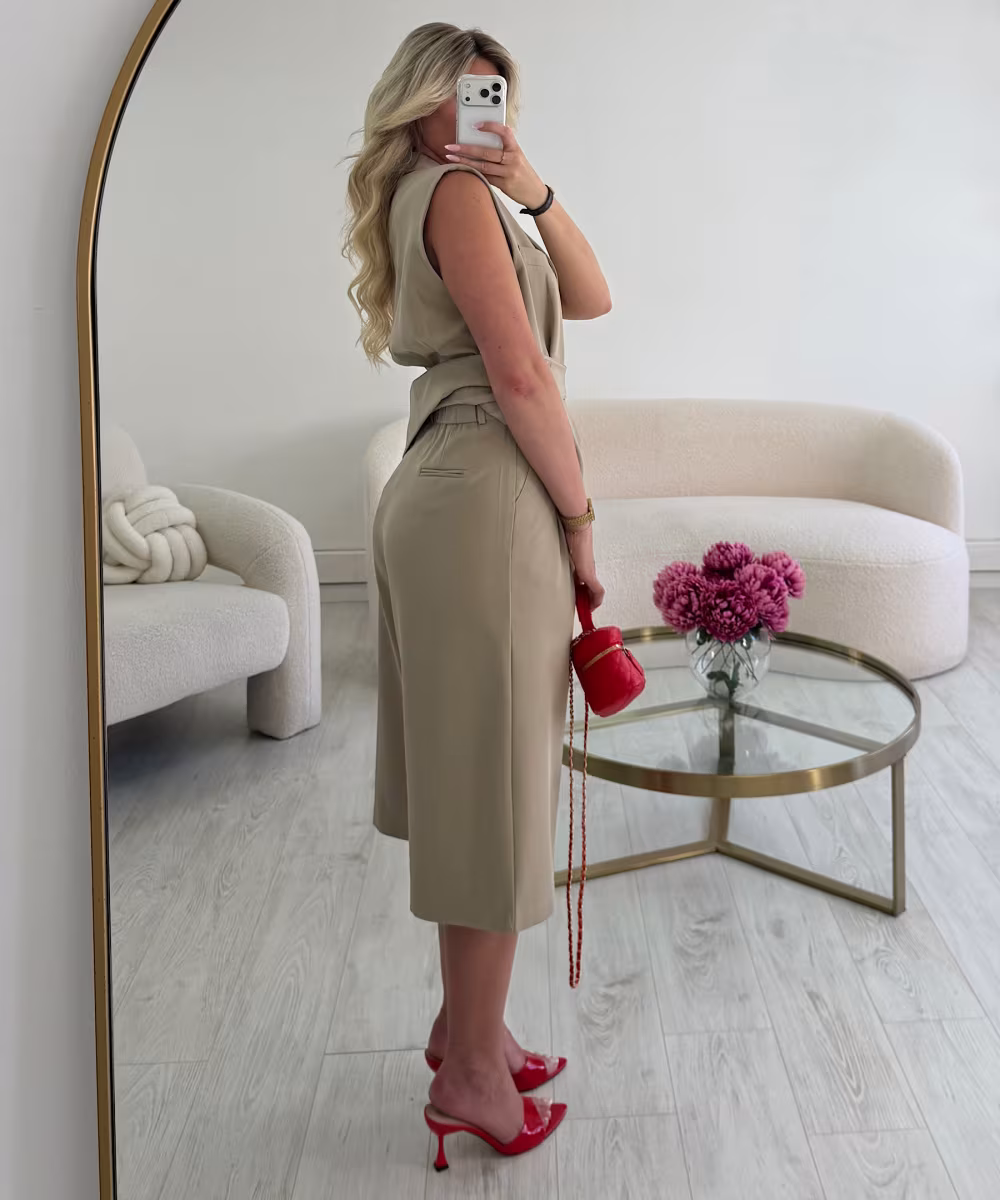 Bermuda droit fluide beige
