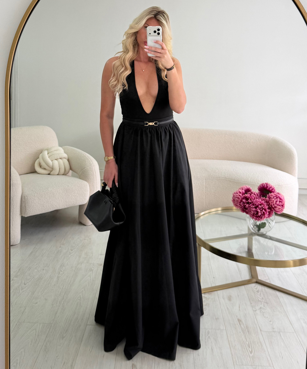 TALL long black cotton skirt