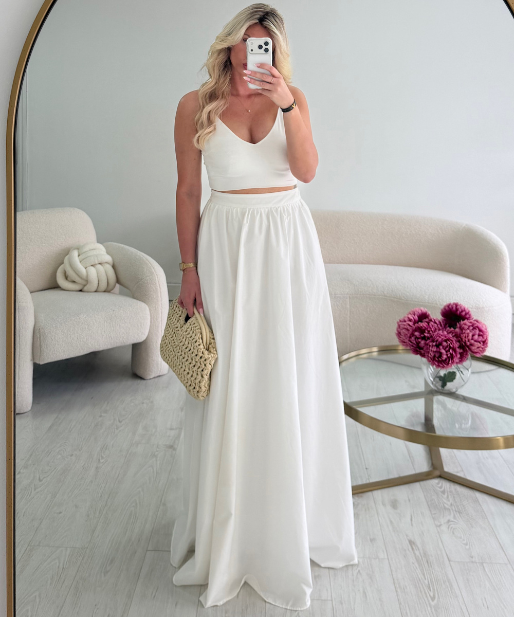 TALL long white cotton skirt