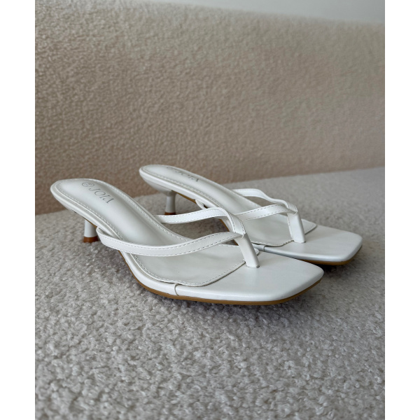 White heeled sandals