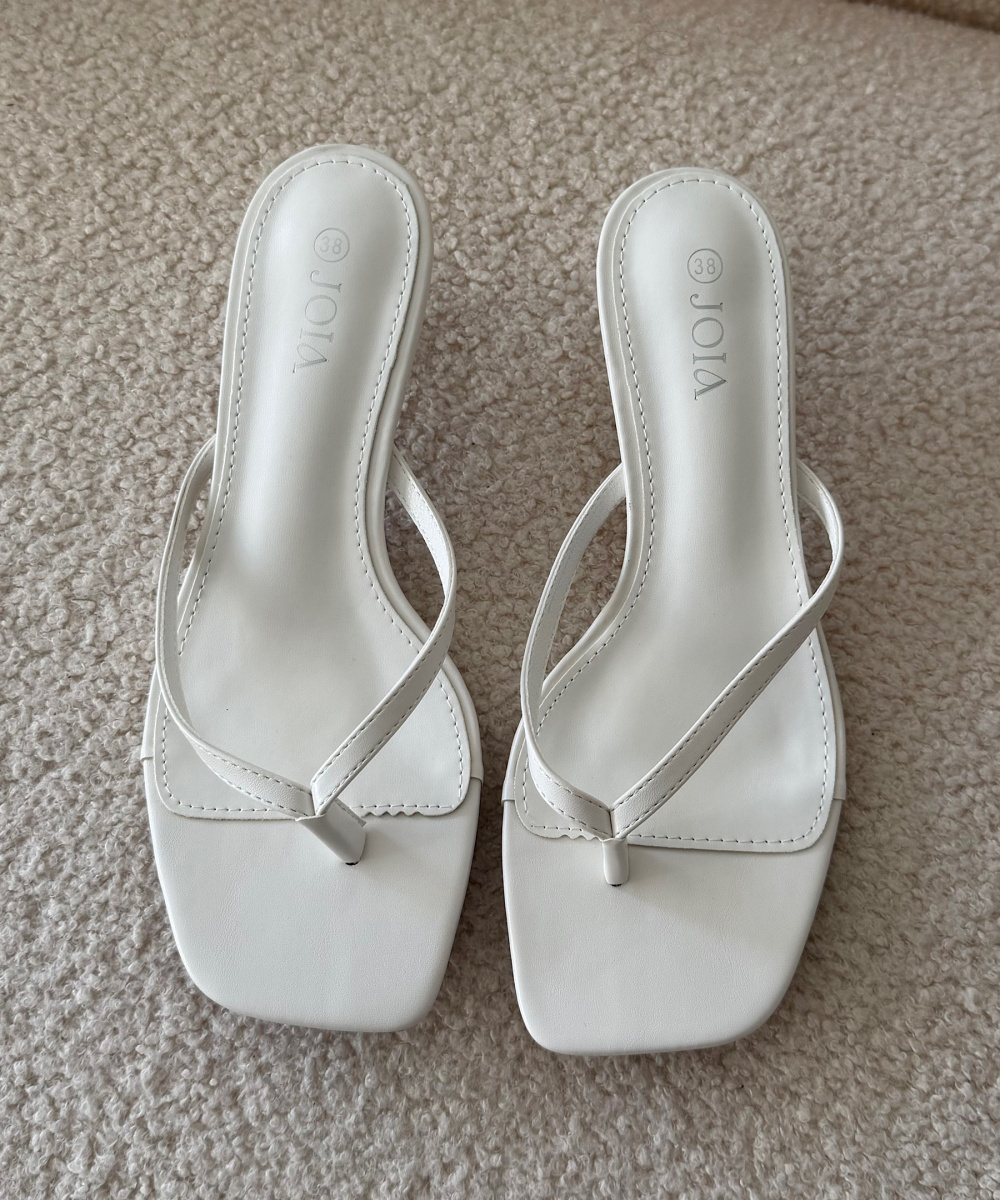 White heeled sandals