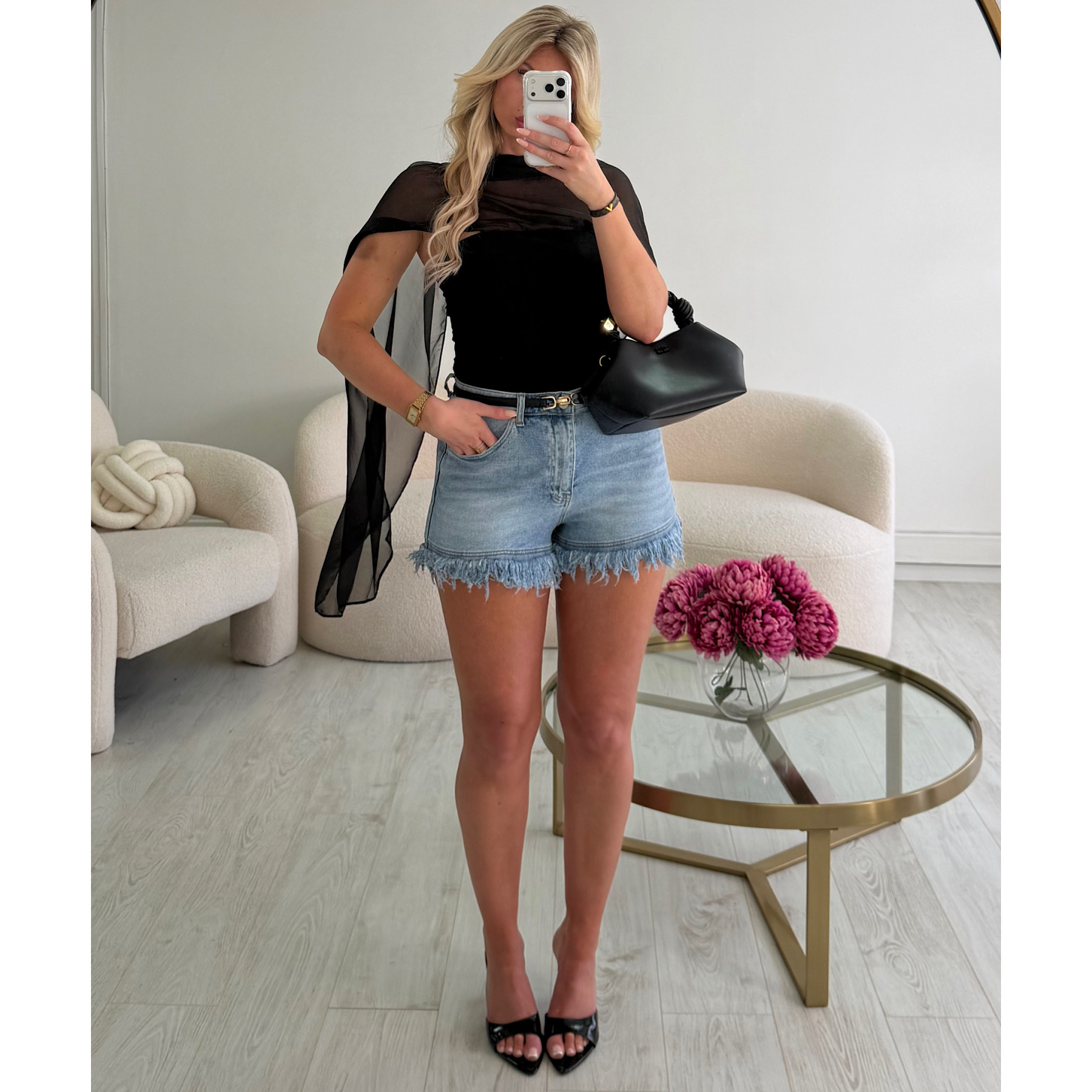 Short jeans frange bleu clair- DRESS DESIREE