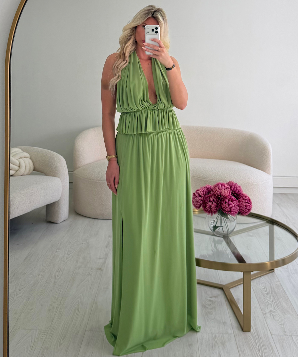 Green long skirt set