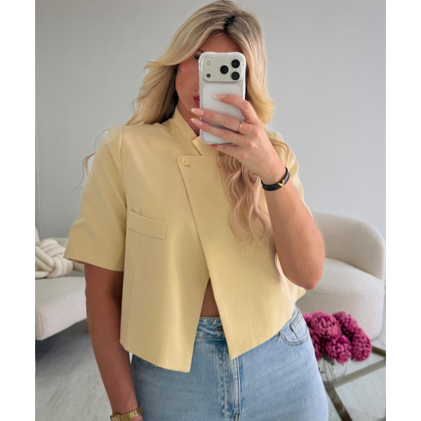 Blazer court asymétrie jaune - DRESS DESIREE