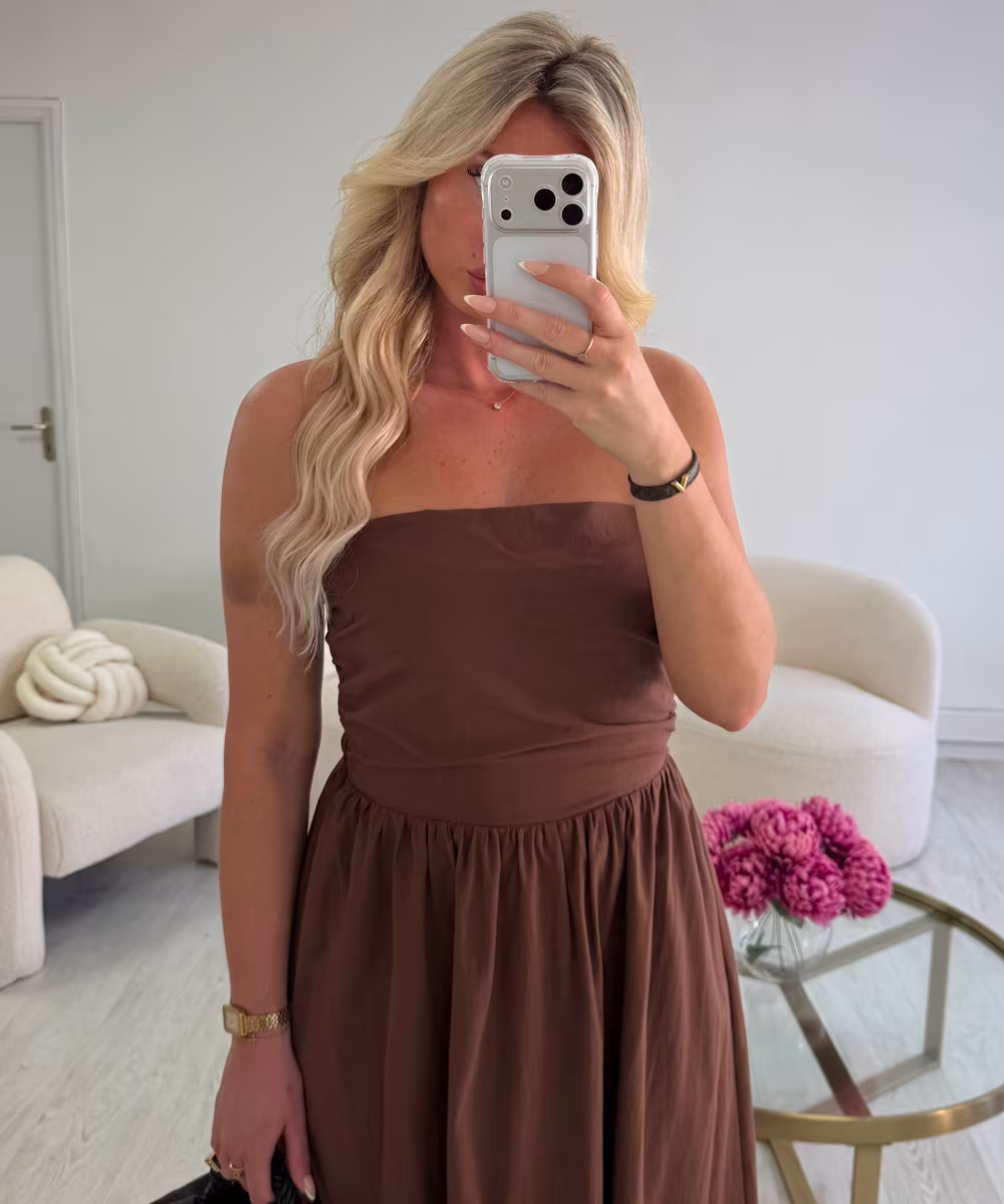Choco strapless cotton midi dress