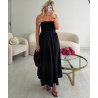 Black strapless cotton midi dress
