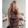 Long leopard skirt set