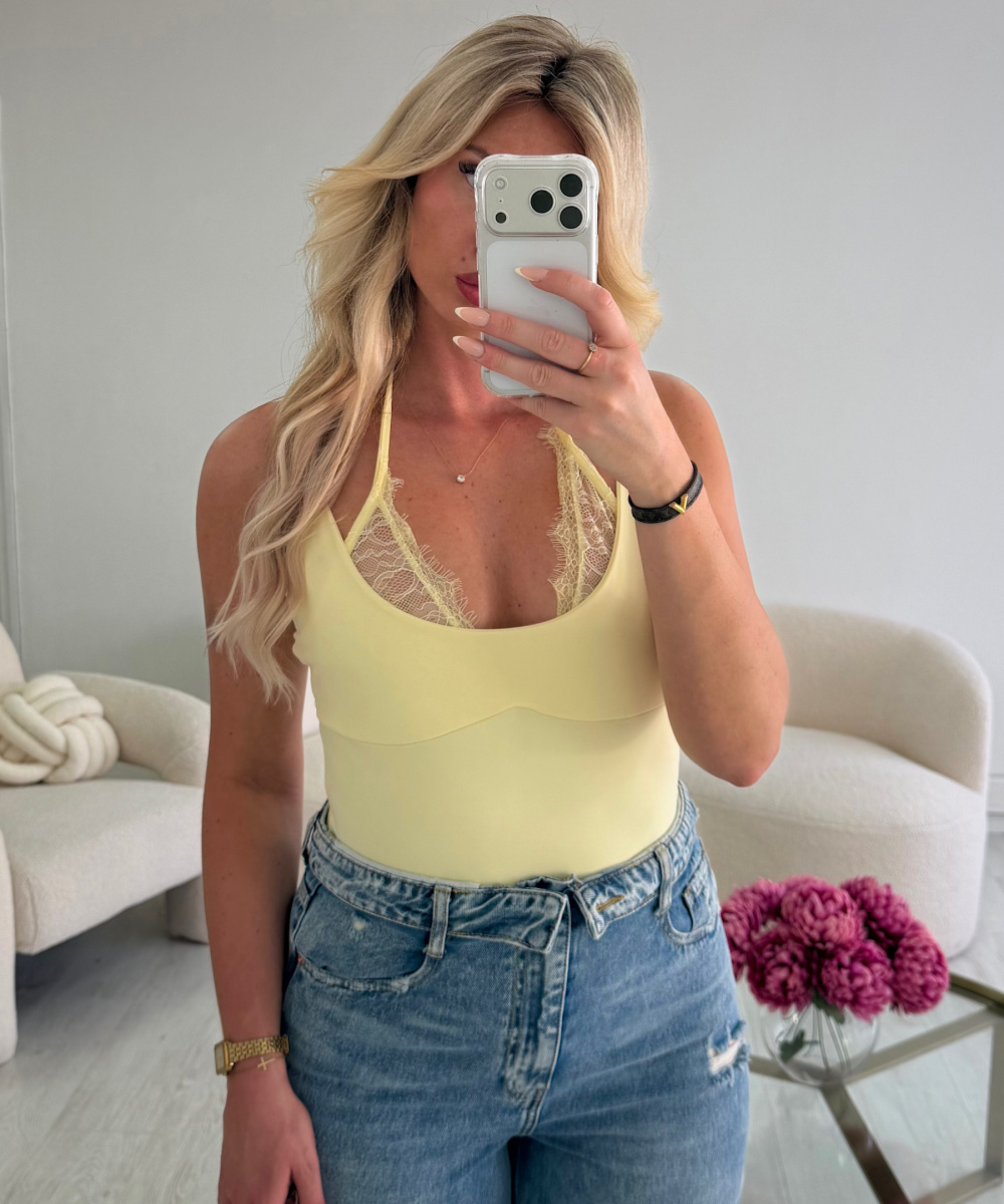 Yellow lace bodysuit