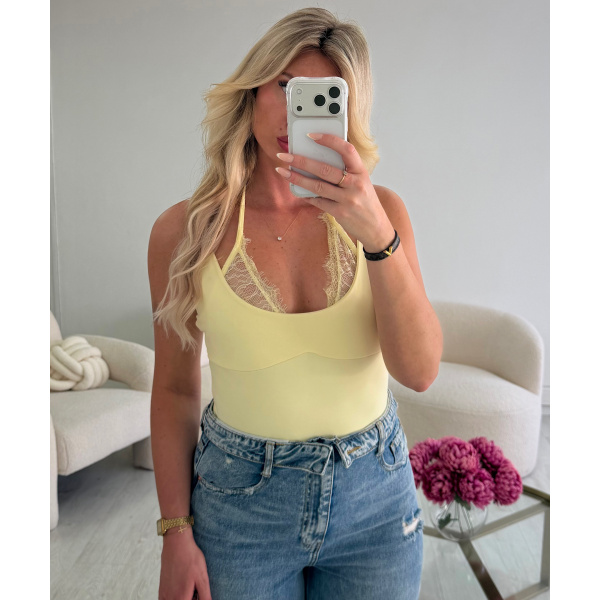 Body dentelle jaune - DRESS DESIREE