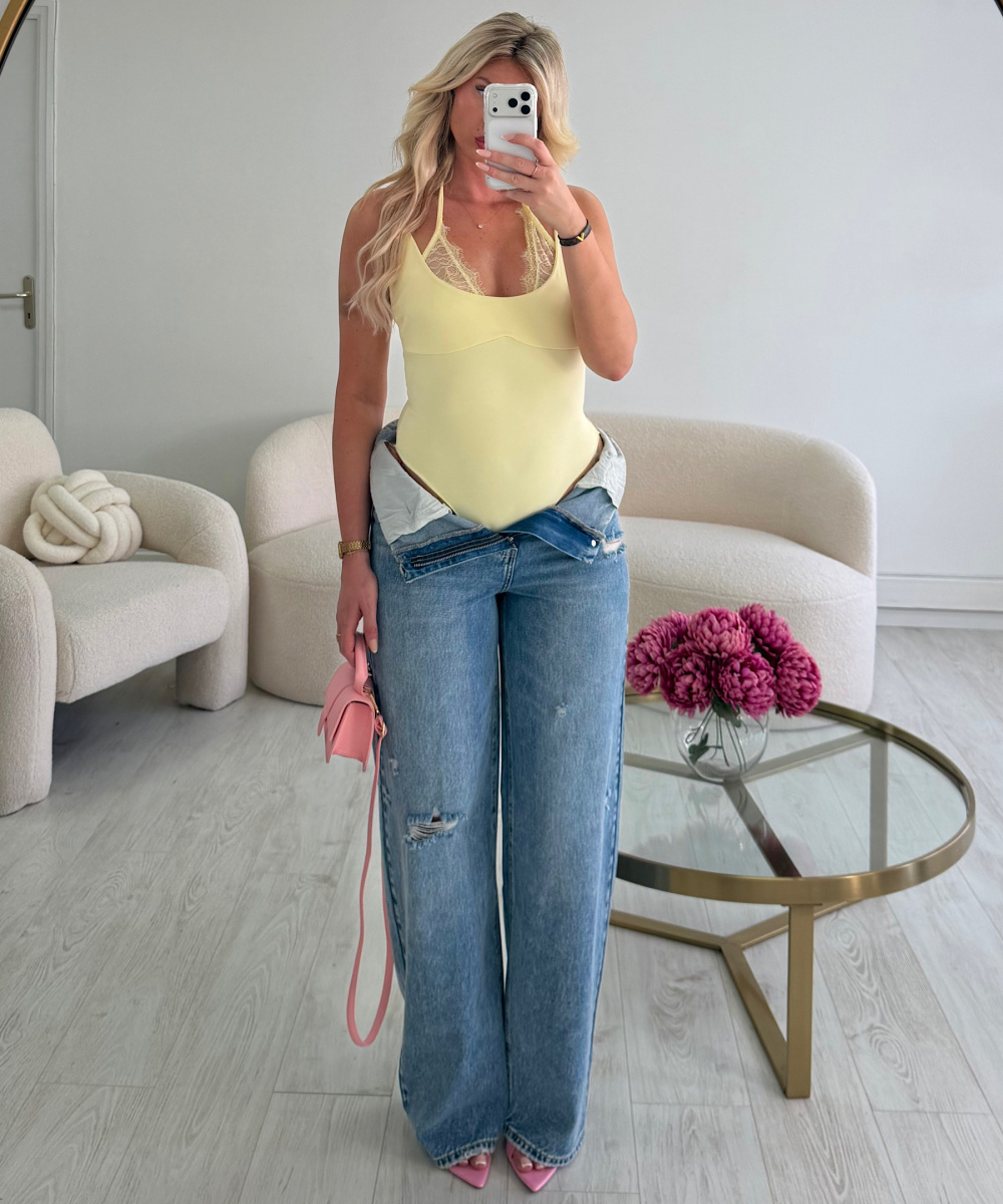 Body dentelle jaune - DRESS DESIREE