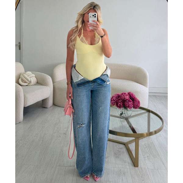 Yellow lace bodysuit