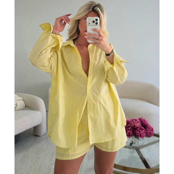 Ensemble short rayures jaune