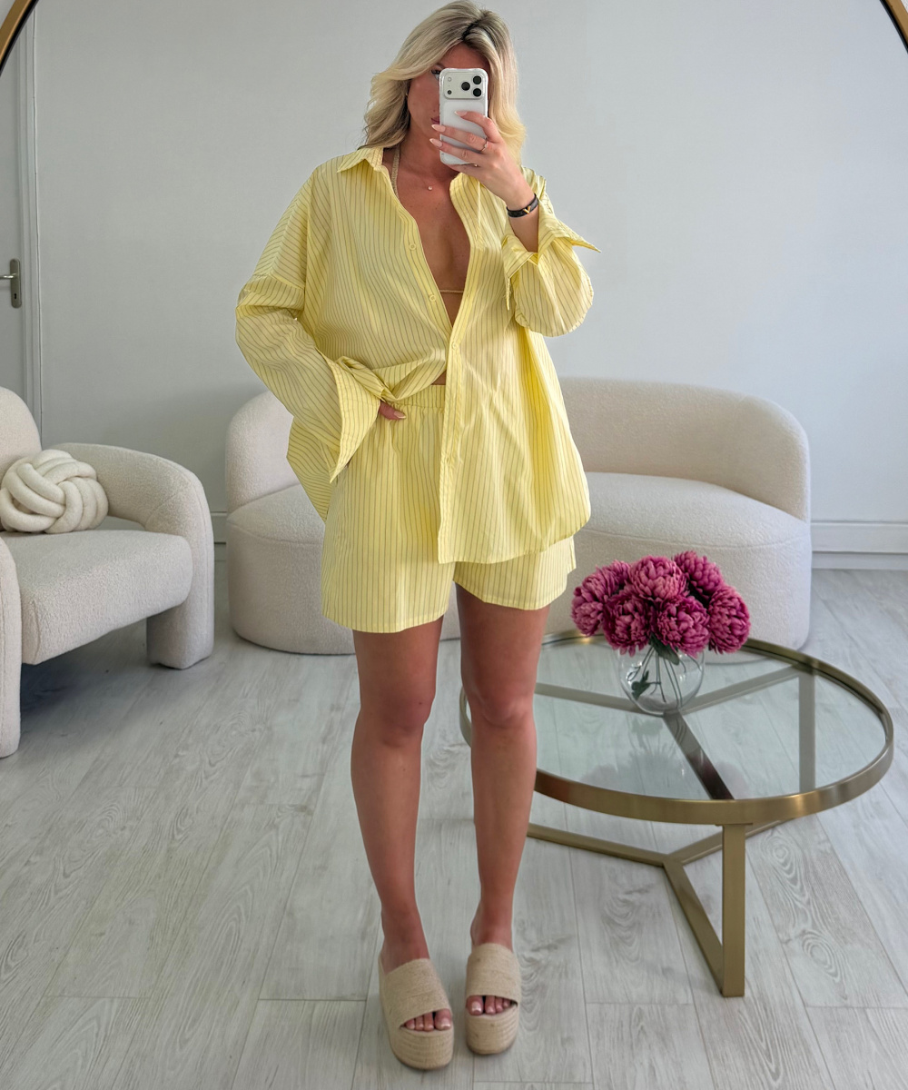 Ensemble short rayures jaune