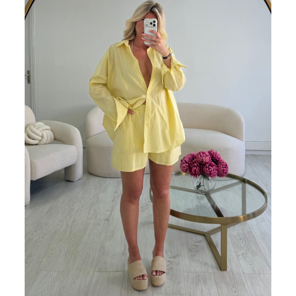 Ensemble short rayures jaune