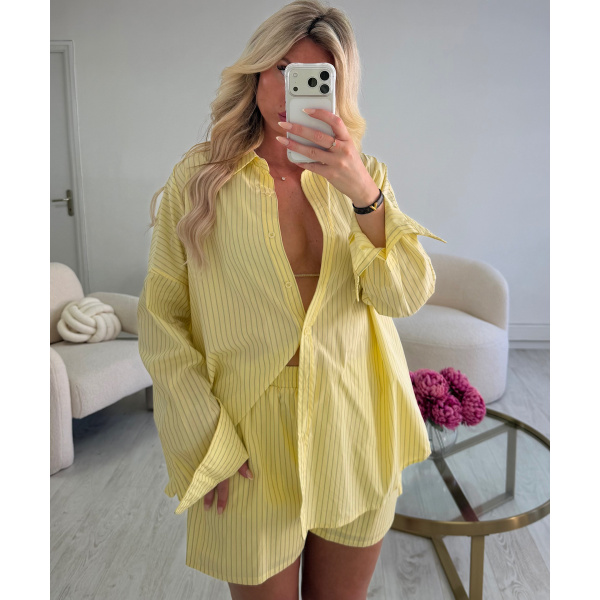 Ensemble short rayures jaune