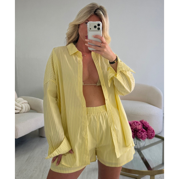 Ensemble short rayures jaune