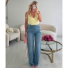 Jeans bleu foncé retroussé troué - DRESS DESIREE