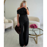 Black linen top with asymmetrical draping