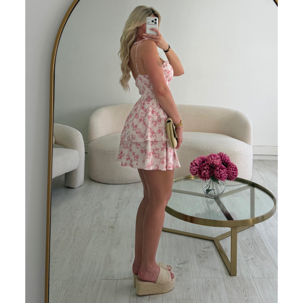 Robe courte fleurie rose -  DRESS DESIREE