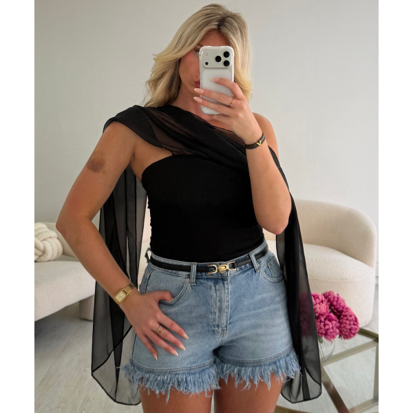 Top bustier voile noir - DRESS DESIREE
