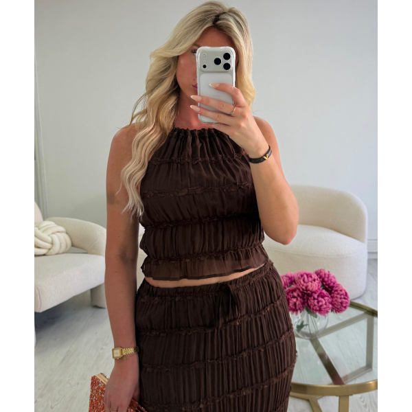 Ensemble jupe longue texturé choco - DRESS DESIREE