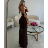 Brown textured long skirt set