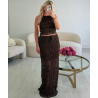 Ensemble jupe longue texturé choco - DRESS DESIREE