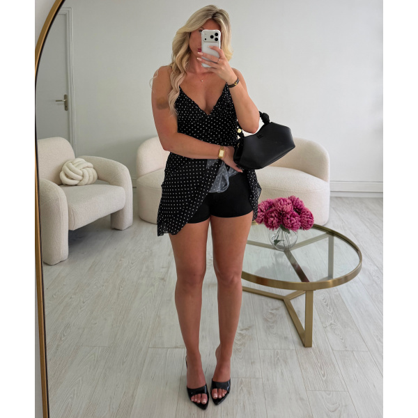 Short black polka dot tulle dress - DRESS DESIREE