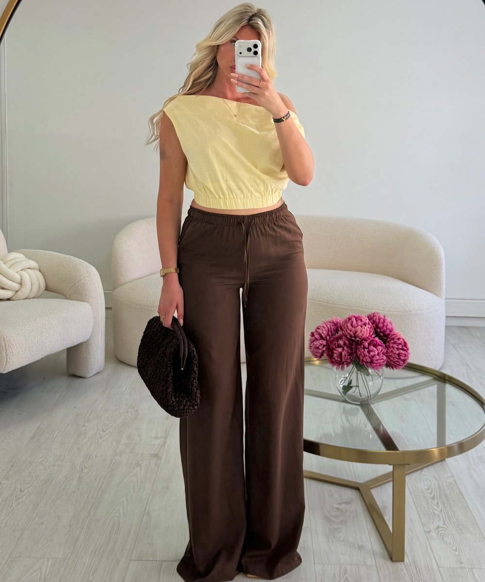 Top asymétrique coton jaune pastel - DRESS DESIREE