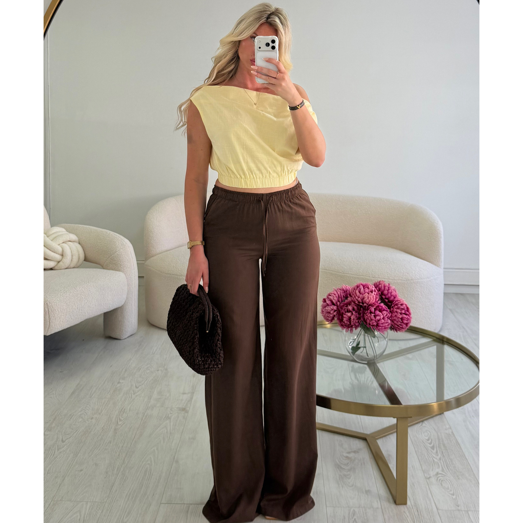 Top asymétrique coton jaune pastel - DRESS DESIREE
