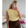 Top asymétrique coton jaune pastel - DRESS DESIREE
