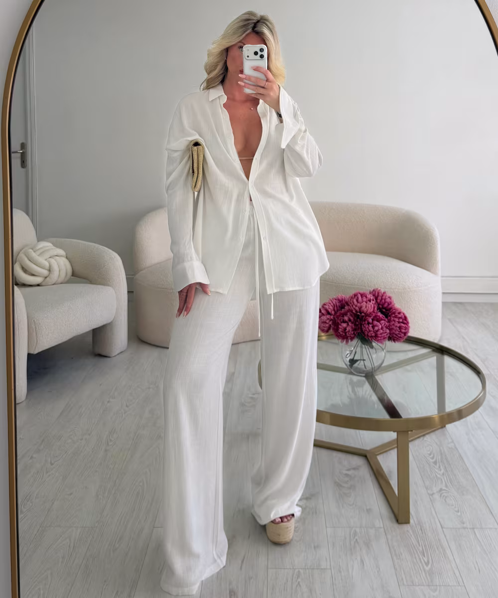 Pantalon lin blanc tall- DRESS DESIREE