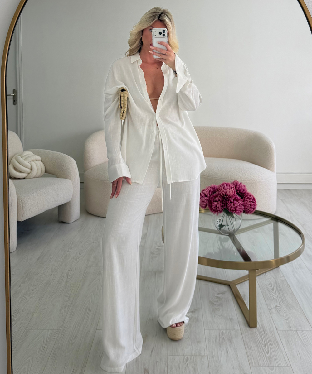 tall white linen trousers - DRESS DESIREE