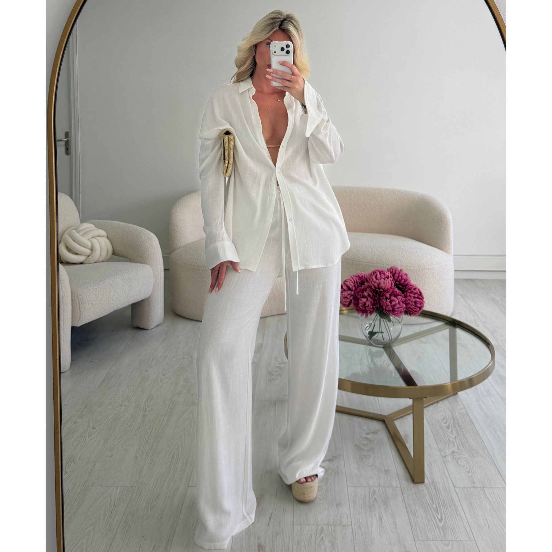 Pantalon lin blanc tall- DRESS DESIREE