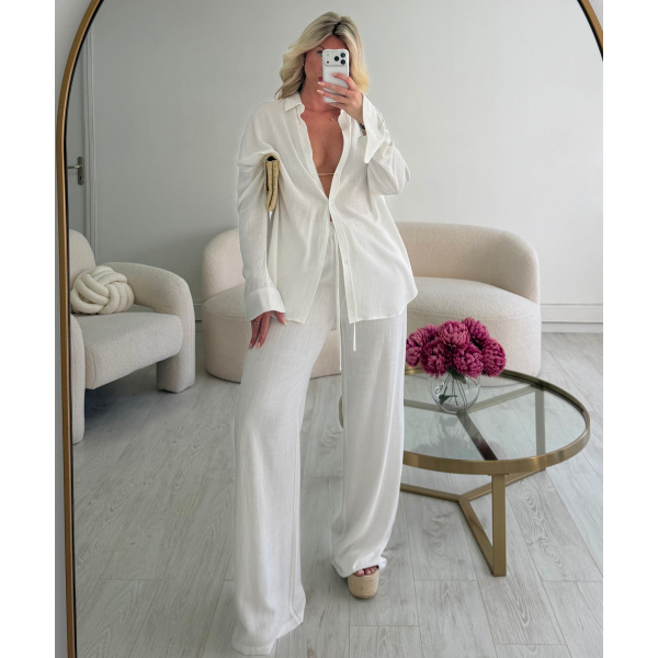 tall white linen trousers - DRESS DESIREE
