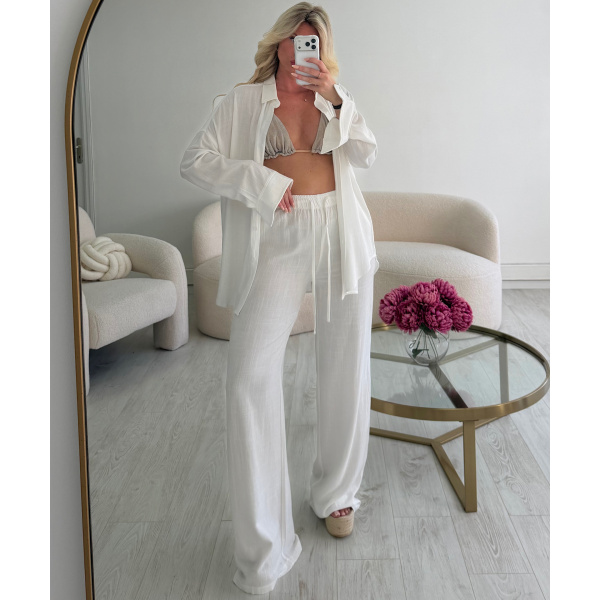 tall white linen trousers - DRESS DESIREE