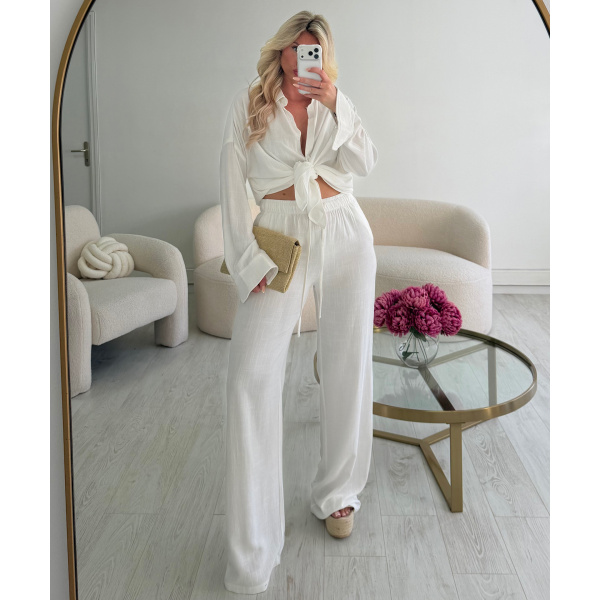 tall white linen trousers - DRESS DESIREE