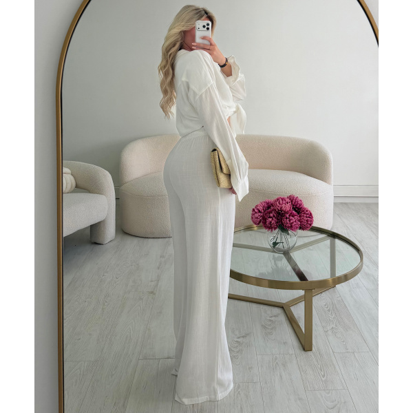 Pantalon lin blanc tall- DRESS DESIREE