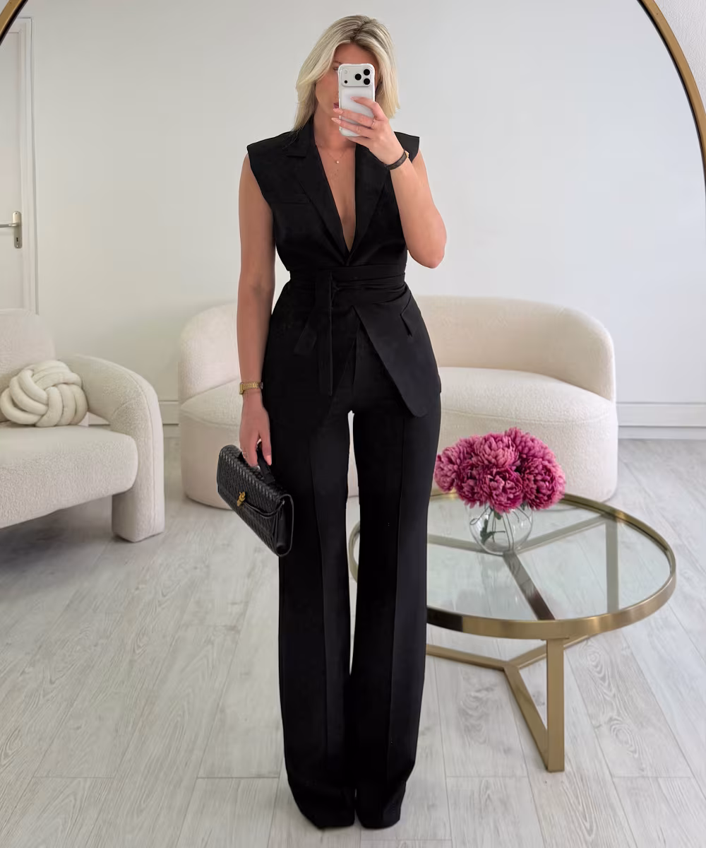 Pantalon couture taille haute  noir - DRESS DESIREE