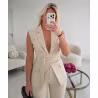 Blazer cintré crème sans manches- DRESS DESIREE