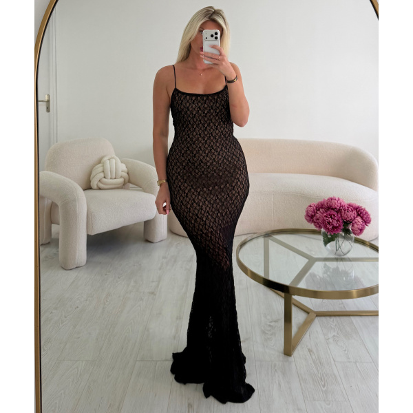 Robe longue dentelle noire - DRESS DESIREE